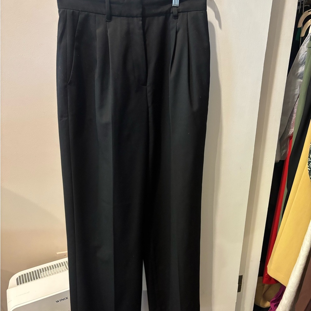 Club Monaco Black Wool Blend lined Pleated Dress Pants